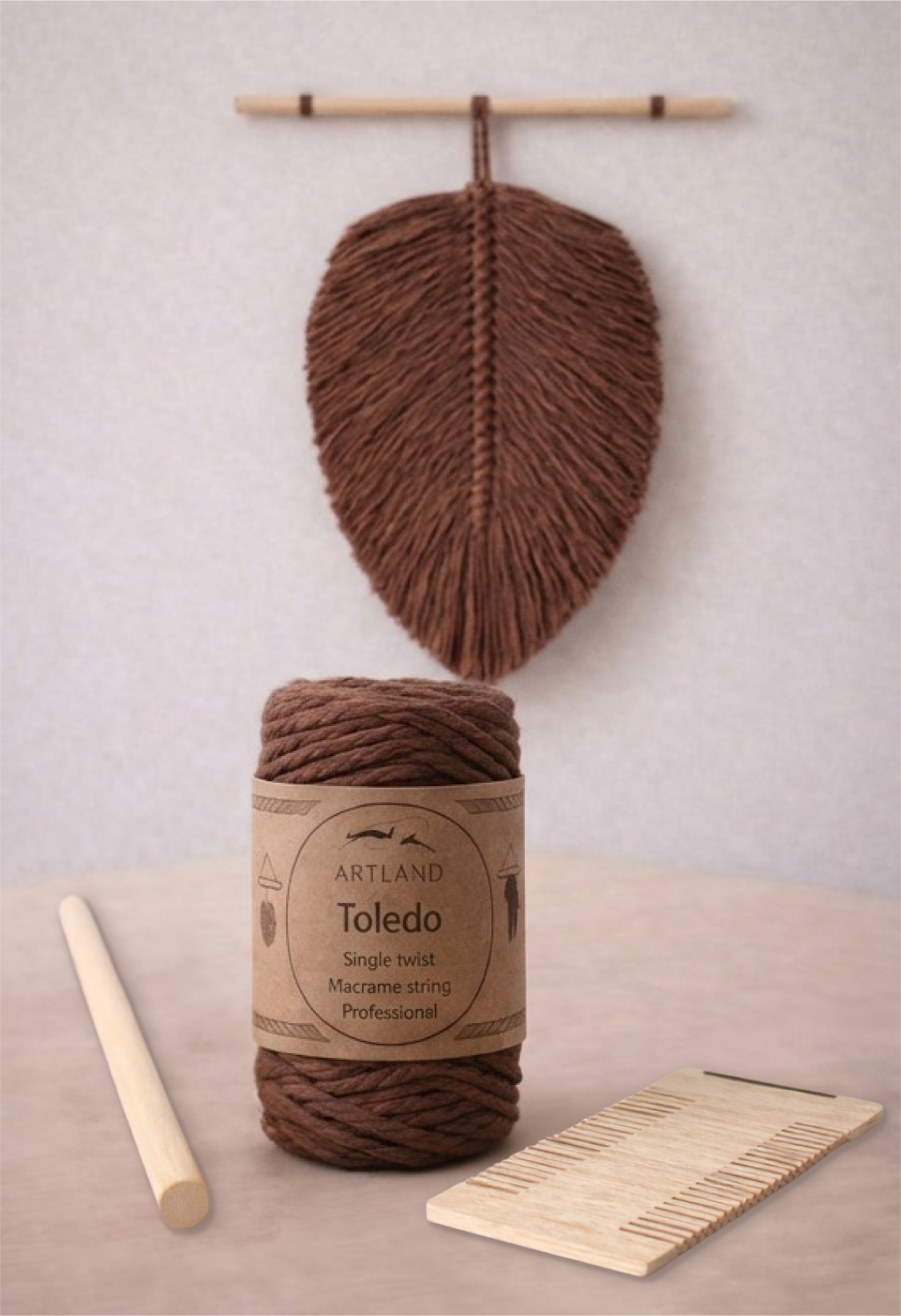 קיט מקרמה עלים - חוט TOLEDO מקצועי ליצירת עלים - ערכת מקרמה למתחילים